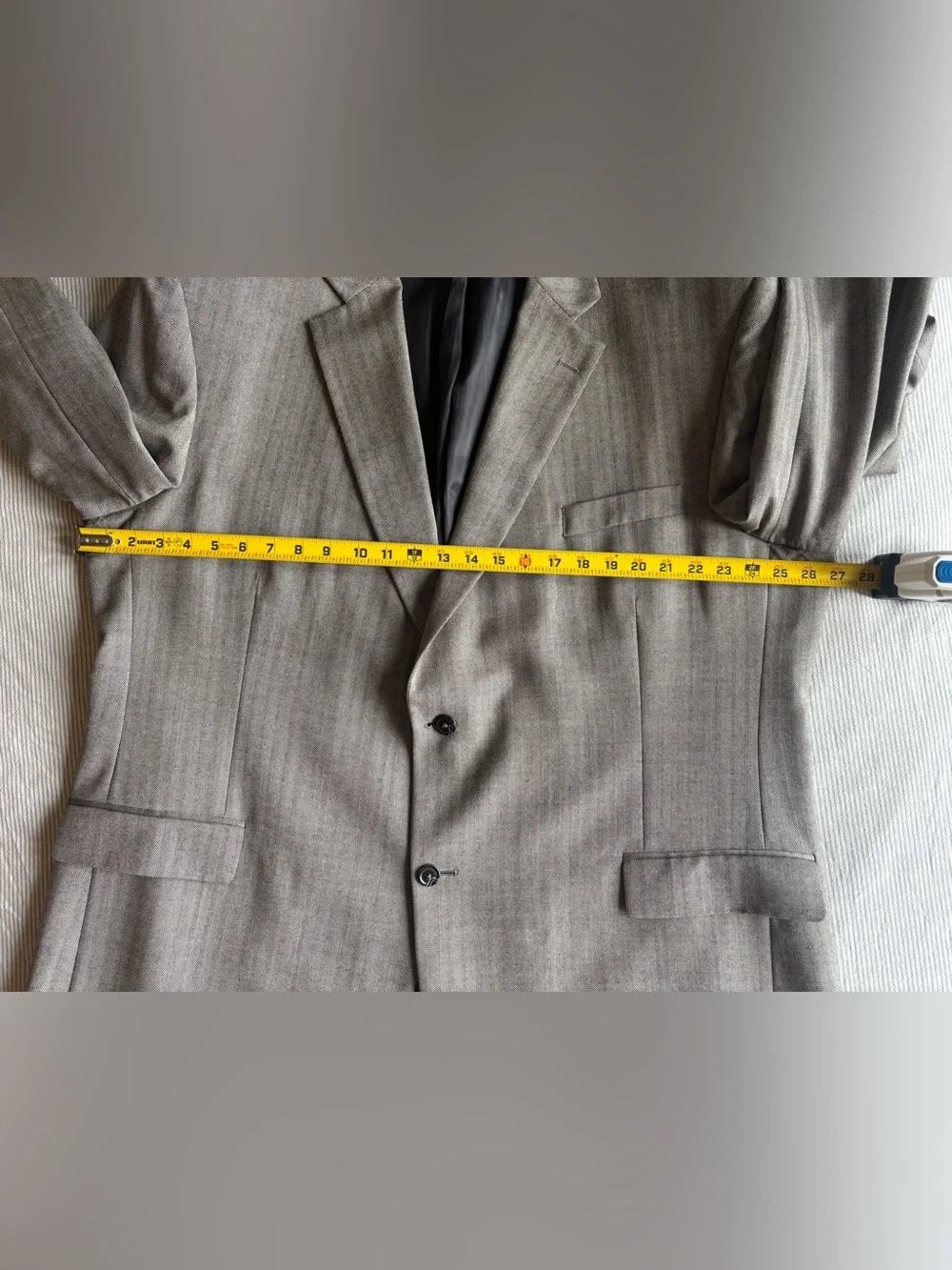 Haggar Men's 52L Gray Herringbone 100% Wool Sport Coat 2 Button Classic